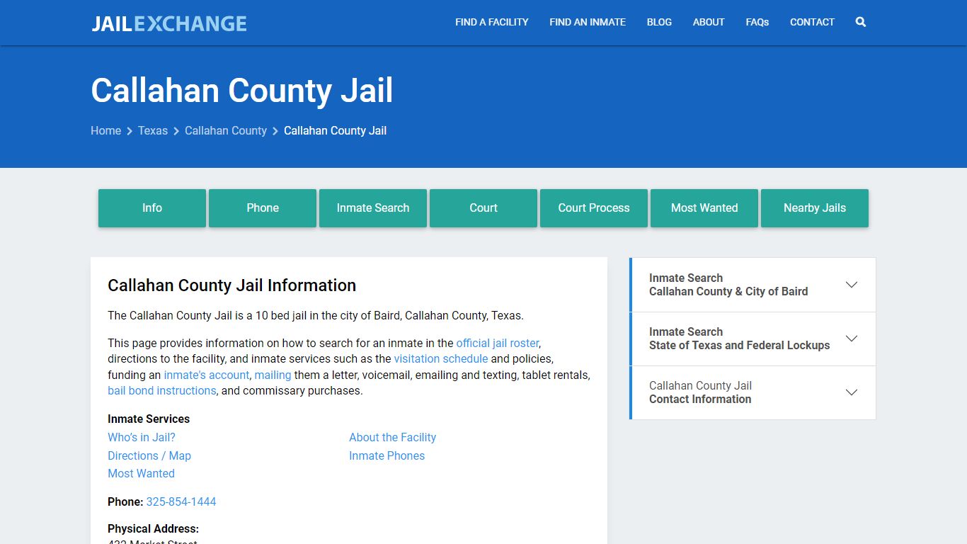 Callahan County Jail, TX Inmate Search, Information